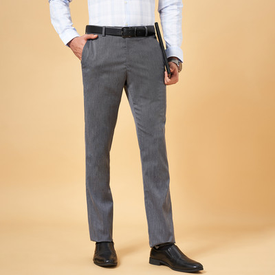 Peregrine by Pantaloons Slim Fit Men Grey Trousers