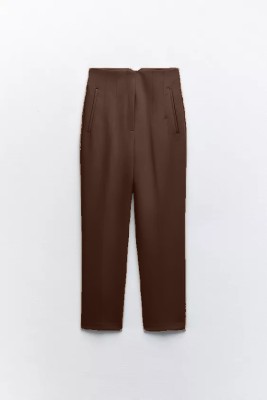 AMBERLUSH Straight Fit, Comfort Fit Women Brown Trousers