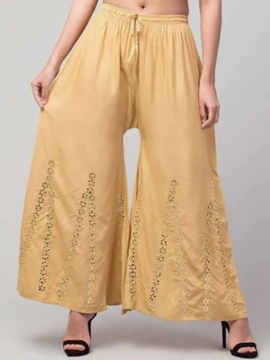 OMAAYA Comfort Fit Women Beige Trousers