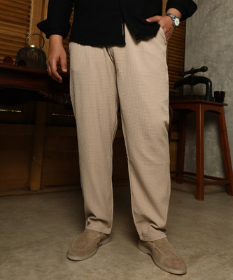 Instafab Plus Regular Fit Men Beige Trousers