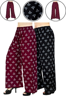 4K FASHION Relaxed Women Black, Maroon Trousers