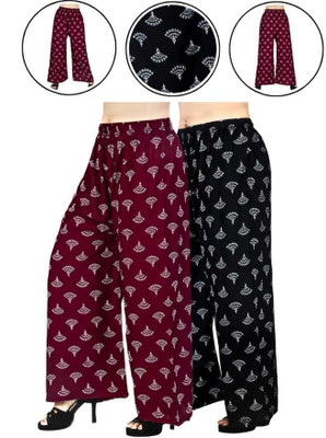4K FASHION Relaxed Women Black, Maroon Trousers