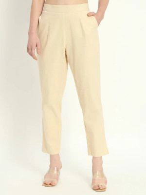 Moirai Regular Fit Women Beige Trousers