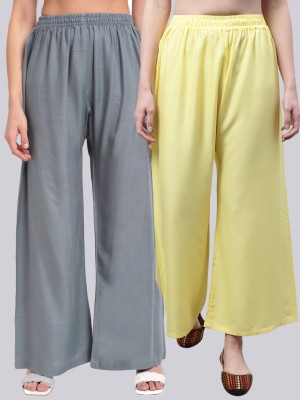 VALLES365 by S.c. Flared Women Grey, Yellow Trousers