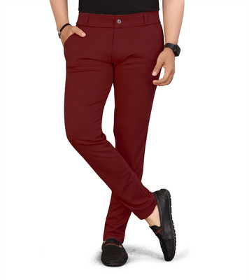chirag enterprises Slim Fit Men Maroon Trousers