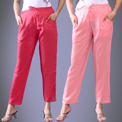 QuaClo Regular Fit Women Red, Pink Trousers