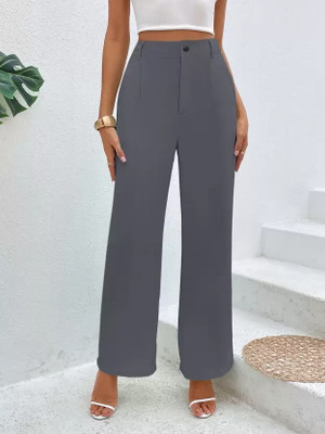 HK SHOPEE Relaxed Women Grey Trousers