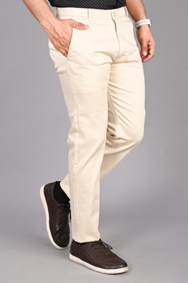 FUBAR Slim Fit Men Cream Trousers