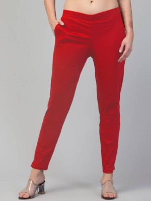 LYROO Regular Fit Women Red Trousers