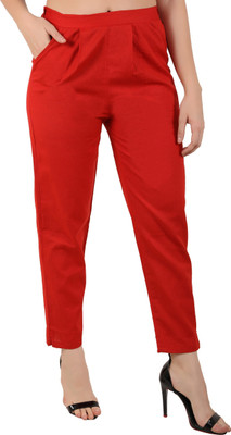 Me Craft Regular Fit Women Red Trousers