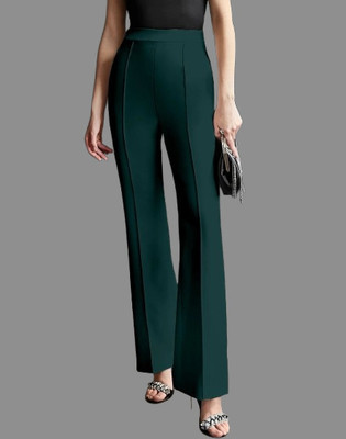 HouseOfCommon Regular Fit Women Dark Green Trousers
