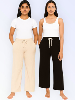Classy creations Comfort Fit Women Beige, Black Trousers