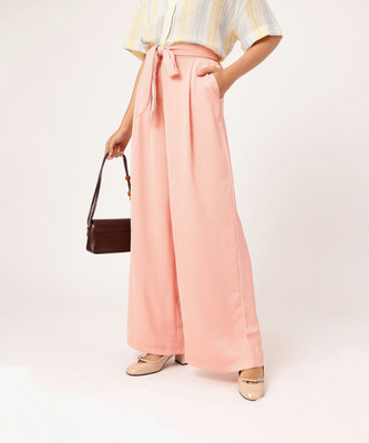 Dressberry Flared Women Orange Trousers