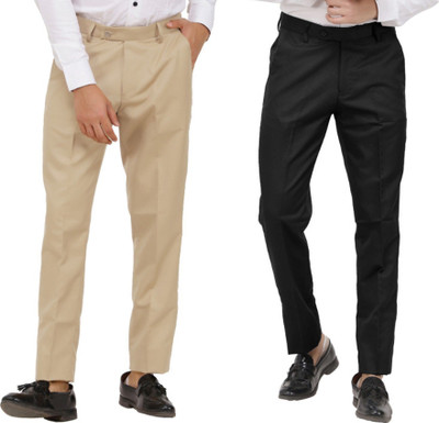 LAHSUAK Regular Fit Men Beige, Black Trousers