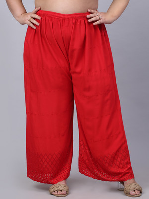Trend Level Flared Women Red Trousers