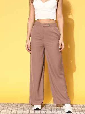 PLUSS Regular Fit Women Brown Trousers