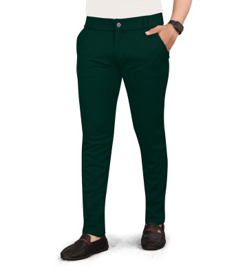 VOOL FASHION Slim Fit Men Dark Green Trousers