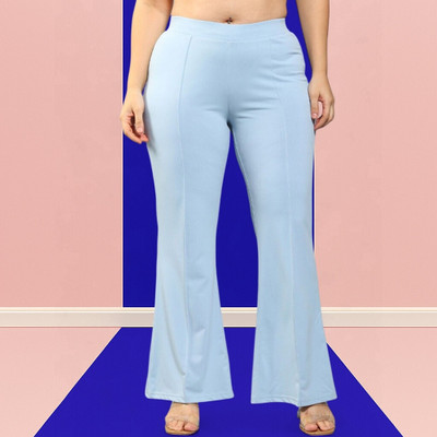 HouseOfCommon Comfort Fit, Regular Fit Women Light Blue Trousers