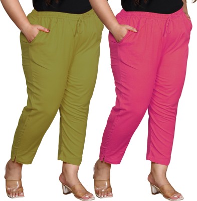 Prin Fashion House Regular Fit Women Green, Pink Trousers