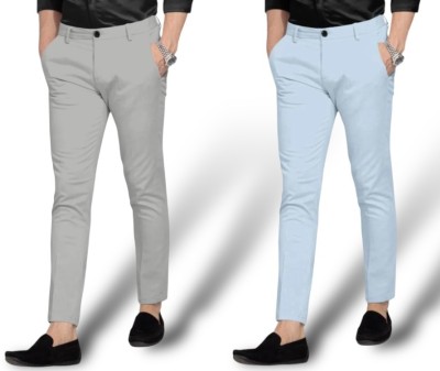 HKSTUDIO Regular Fit Men Light Blue, Grey Trousers