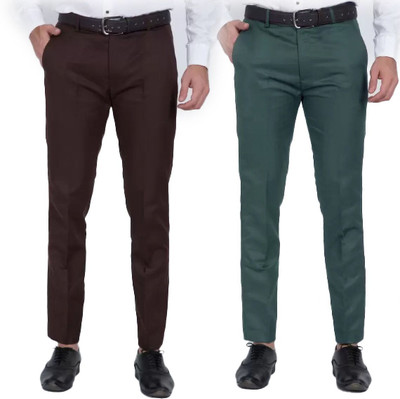 AS FASHION Regular Fit Men Green, Brown Trousers