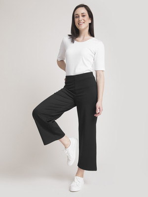 Fable Street Regular Fit Women Black Trousers