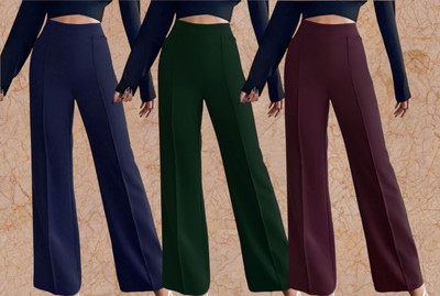 Kasendra Regular Fit Women Blue, Green, Maroon Trousers