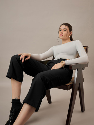 CORSICA Straight Fit Women Black Trousers