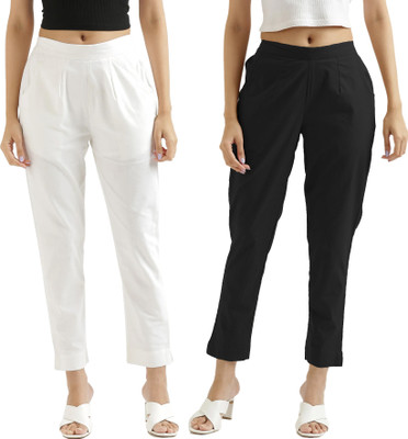 HouseOfCommon Regular Fit Women White, Black Trousers