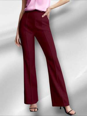 Tiki Tees Regular Fit Women Maroon Trousers