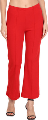 CLOTHINK India Flared Women Red Trousers