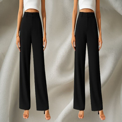 KARIMA INETERNATIONAL Regular Fit Women Maroon, Black Trousers