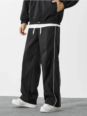 SILKSTITCH Loose Fit Men Black Trousers