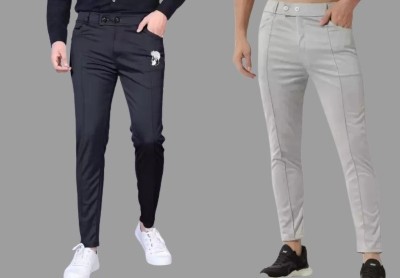 Kpkrathore Regular Fit Men Black, Grey Trousers