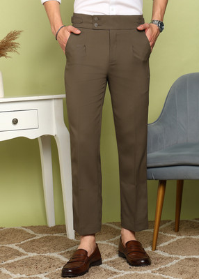 encore by INVICTUS Regular Fit Men Khaki Trousers