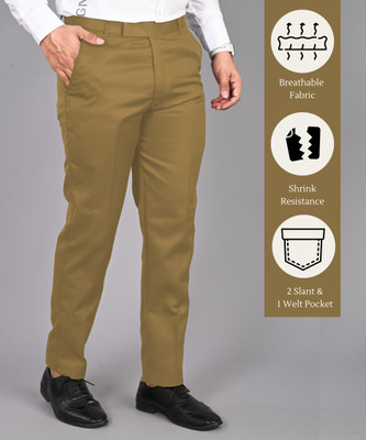 STREETVIBES Regular Fit Men Khaki Trousers