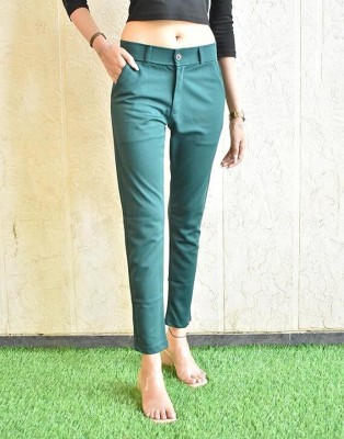 SHOBHANAM Slim Fit Women Dark Green Trousers