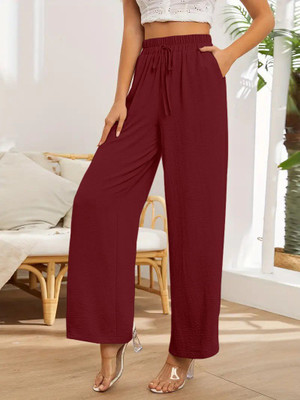 Leriya Fashion Regular Fit Women Maroon Trousers