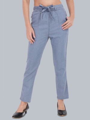 MM-21 Straight Fit Women Grey Trousers