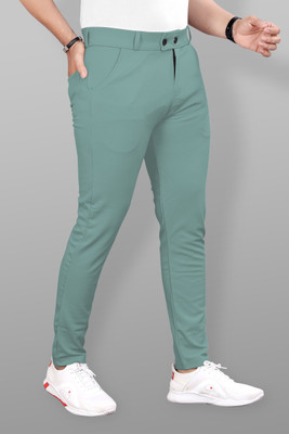 COMBRAIDED Slim Fit Men Green Trousers