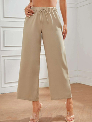 AGOF Loose Fit Women Beige Trousers