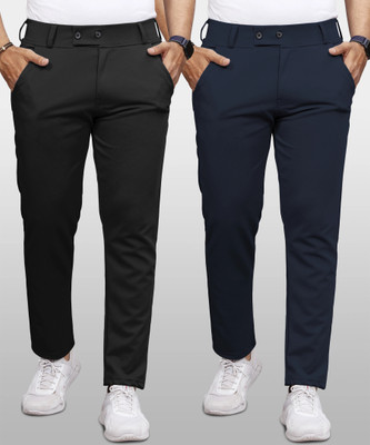 VeBNoR Regular Fit Men Black, Blue Trousers