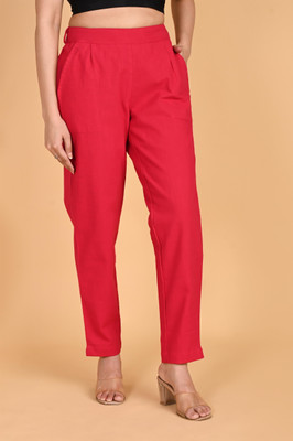 Fiona Straight Fit Women Red Trousers