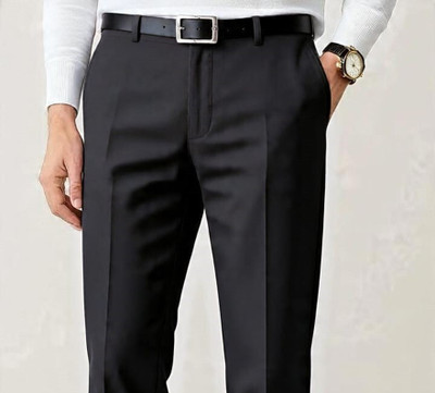 SM Syentex Slim Fit Men Black Trousers