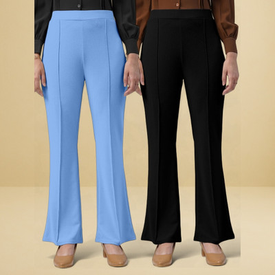 Squadfashion Loose Fit Women Light Blue, Black Trousers
