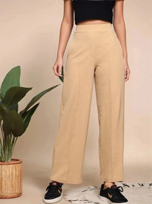 Dwarros Regular Fit Women Beige Trousers