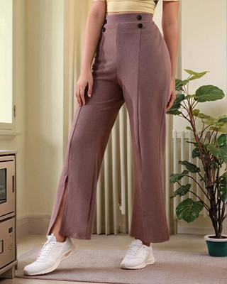 Dwarros Flared Women Brown Trousers