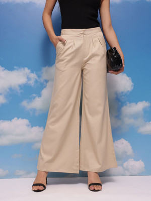 CORSICA Flared Women Beige Trousers