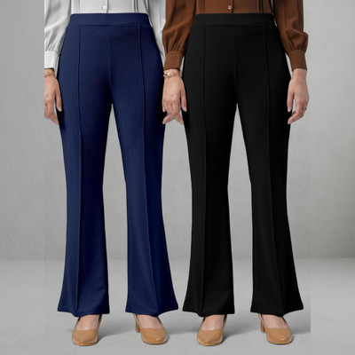 HouseOfCommon Loose Fit Women Dark Blue, Black Trousers