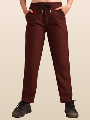 GIBBONTE Self Design Women Brown Track Pants
